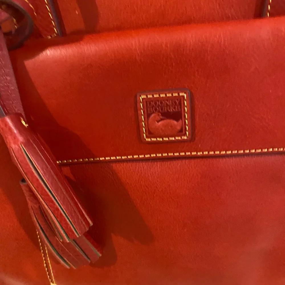 Dooney & Bourke Red Leather Tote with Tassel Accent NWT East/West Shopper - Picture 4 of 6